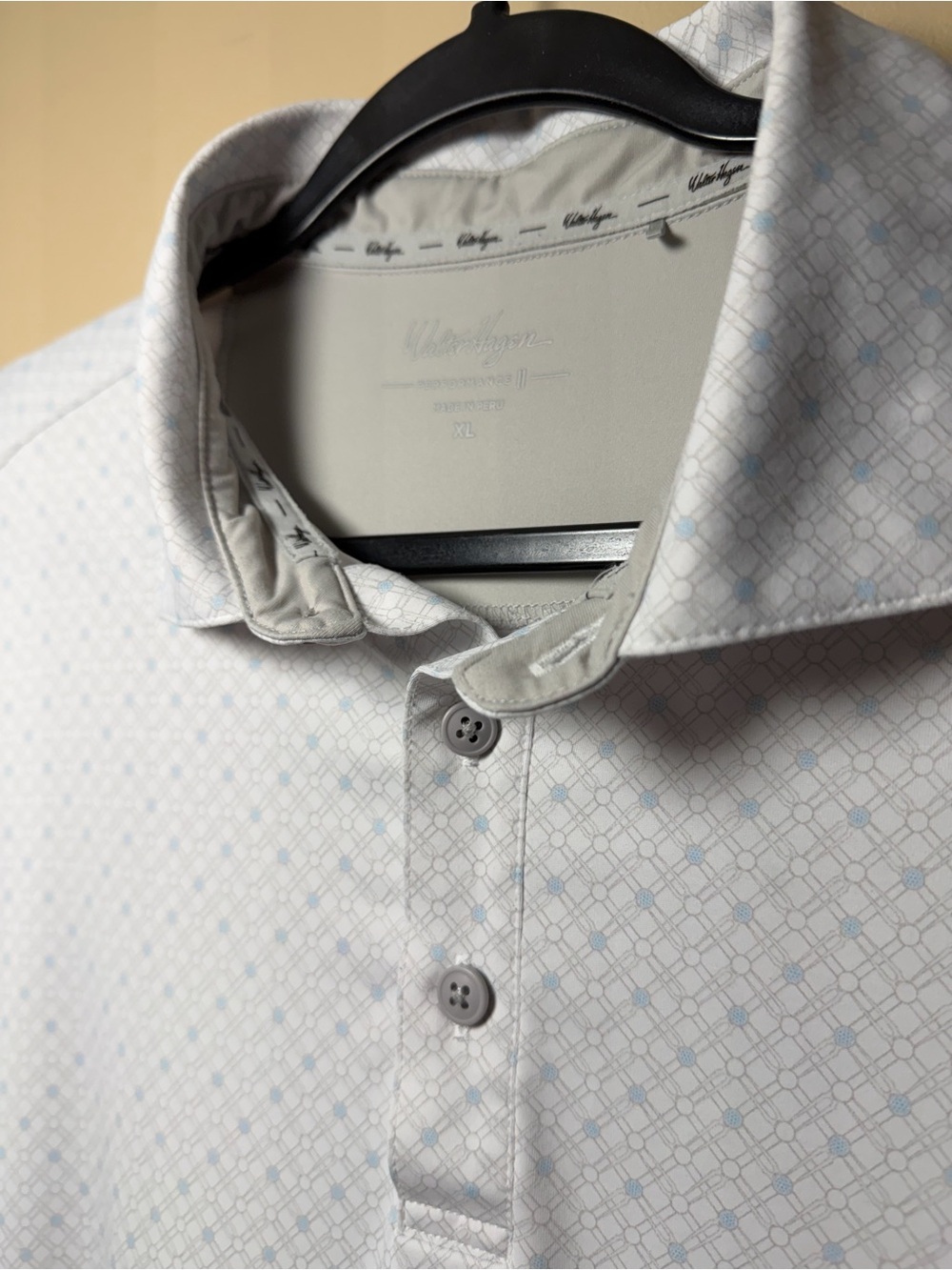 Walter Hagen Performance Golf Polo Men’s XL White Blue Geometric